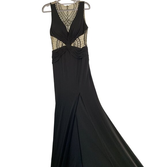 Cache Black Beaded Mesh & Jersey Evening Gown Size 8 RF10611 NWT $458 Formal - Picture 9 of 15